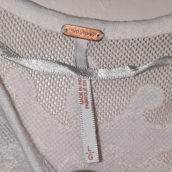 FREE PEOPLE Swing Top Ivory Knit Lace Linen Blend Layering Tank Boho Large 10 - Picture 5 of 9